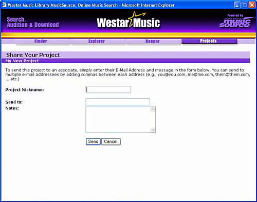 MusicSource Project Manager Screen image.